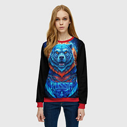 Свитшот женский Ледяной белый русский медведь, цвет: 3D-красный — фото 2
