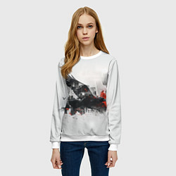 Свитшот женский Летающий ворон и город, цвет: 3D-белый — фото 2