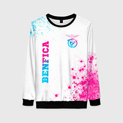 Свитшот женский Benfica neon gradient style вертикально, цвет: 3D-черный