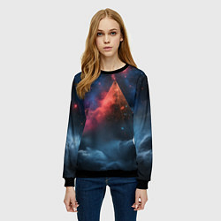Свитшот женский Космическая абстракция пирамида, цвет: 3D-черный — фото 2