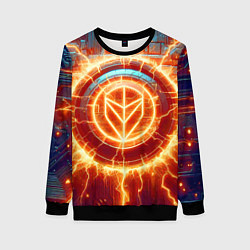 Женский свитшот Наэлектризованная кибер поверхность - нейросеть