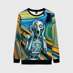 Свитшот женский Робот кричит на картине Эдварда Мунка, цвет: 3D-черный