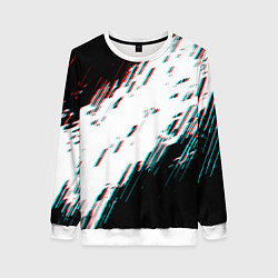 Свитшот женский Glitch effect, цвет: 3D-белый