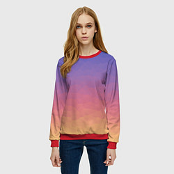 Свитшот женский Эффект рассвета градиентом с кристаллизацией, цвет: 3D-красный — фото 2