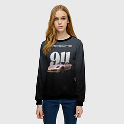 Свитшот женский Спортивный автомобиль Porsche 911, цвет: 3D-черный — фото 2