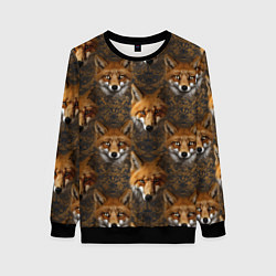 Женский свитшот Лакшери паттерн с золотыми лисицами