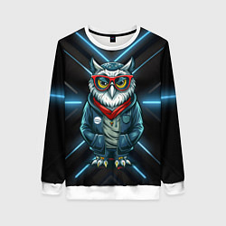Свитшот женский Сова в стильной одежде модница, цвет: 3D-белый