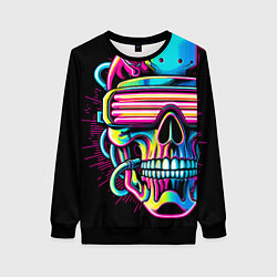 Женский свитшот Cyber skull - ai art neon