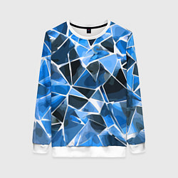 Женский свитшот Чёрно-синяя абстракция и белые полосы