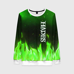 Свитшот женский Logo Hades green hell fire, цвет: 3D-белый