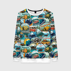 Свитшот женский Adventure stickers, цвет: 3D-белый