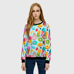 Свитшот женский Летние сладости, цвет: 3D-черный — фото 2