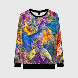Свитшот женский Абстрактный растительный паттерн - нейросеть, цвет: 3D-черный