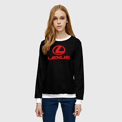 Свитшот женский Lexus red logo, цвет: 3D-белый — фото 2