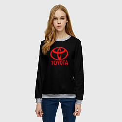 Свитшот женский Toyota red logo, цвет: 3D-меланж — фото 2
