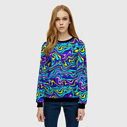 Свитшот женский Psychedelic multicolored pattern, цвет: 3D-черный — фото 2
