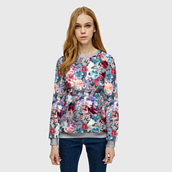Свитшот женский Цветочный цветной паттерн, цвет: 3D-меланж — фото 2