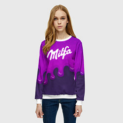 Свитшот женский Милфа фиолетовые капли, цвет: 3D-белый — фото 2