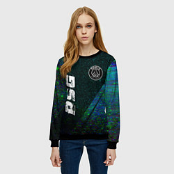 Свитшот женский PSG glitch blue, цвет: 3D-черный — фото 2