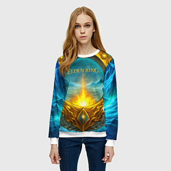 Свитшот женский Elden Ring золотое кольцо и зимний холод, цвет: 3D-белый — фото 2
