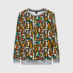 Свитшот женский Африканские этно узоры, цвет: 3D-меланж