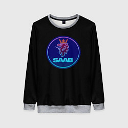 Свитшот женский Saab logo neon, цвет: 3D-меланж
