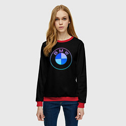 Свитшот женский BMW neon logo, цвет: 3D-красный — фото 2