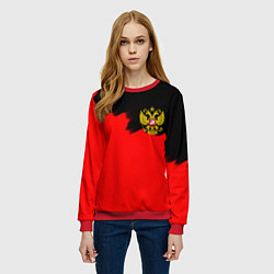 Свитшот женский Россия красные краски, цвет: 3D-красный — фото 2
