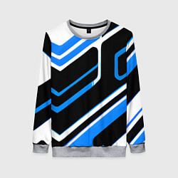 Женский свитшот Бело-синие линии на чёрном фоне