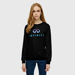 Свитшот женский Infiniti logo neon, цвет: 3D-черный — фото 2