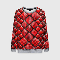 Женский свитшот Змеиная объемная текстурная красная кожа
