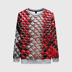 Женский свитшот Змеиная объемная текстурная красная кожа