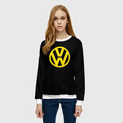 Свитшот женский Volkswagen logo yellow, цвет: 3D-белый — фото 2