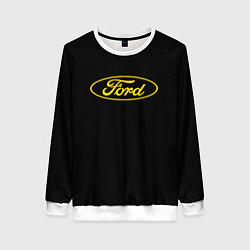 Свитшот женский Ford logo yellow, цвет: 3D-белый