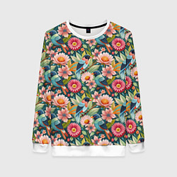 Женский свитшот Тропические птицы в цветах