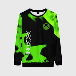 Свитшот женский Xbox one green flame, цвет: 3D-черный