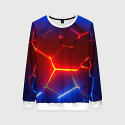 Женский свитшот Светящиеся лавой неоновые плиты в разломе