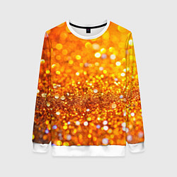 Свитшот женский Оранжевые и желтые блестяшки боке, цвет: 3D-белый