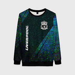 Свитшот женский Liverpool glitch blue, цвет: 3D-черный