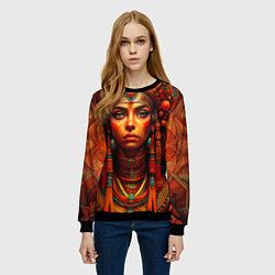 Свитшот женский Русская красавица в кокошнике, цвет: 3D-черный — фото 2