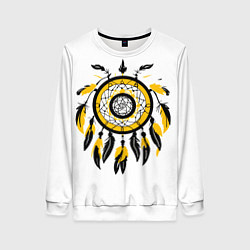 Свитшот женский Желтый ловец снов, цвет: 3D-белый