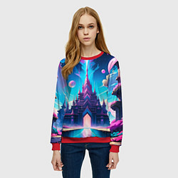 Свитшот женский Сказочный город - пейзаж, цвет: 3D-красный — фото 2