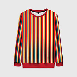 Женский свитшот Жёлтый красный и бирюзовый в сочетании полосы