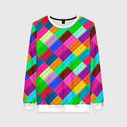 Свитшот женский Блоки цветового конструктора, цвет: 3D-белый