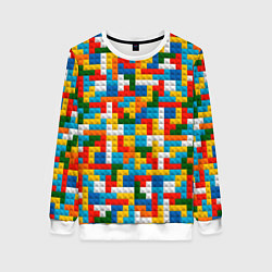 Свитшот женский Разноцветные квадратные плитки, цвет: 3D-белый