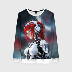 Свитшот женский Рыжая девушка-андроид, цвет: 3D-белый