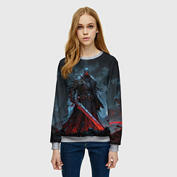 Свитшот женский Воин мрака с угольно-красными глазами, цвет: 3D-меланж — фото 2