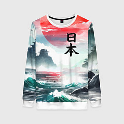 Женский свитшот Япония - страна восходящего солнца - акварель