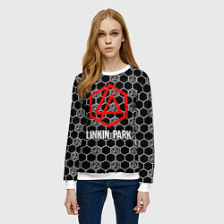 Свитшот женский Linkin park logo pattern, цвет: 3D-белый — фото 2