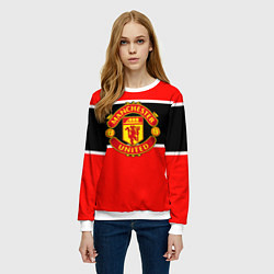 Свитшот женский Манчестер Юнайтед полосы, цвет: 3D-белый — фото 2